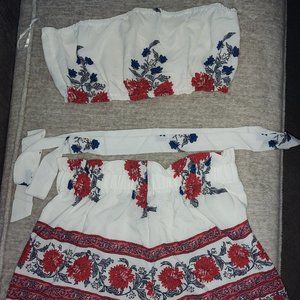 Cute Floral 2 Piece Set (tube top - shorts)
